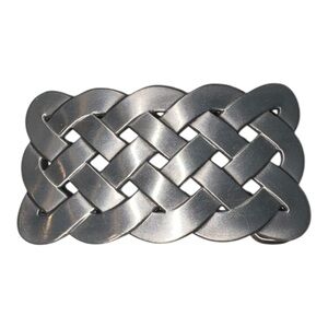 Silver Tone Woven Celtic Knot Rectangle Belt Buckle J40